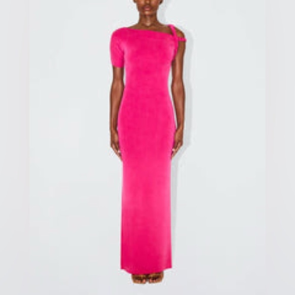 KHY SUEDED STRETCH TWIST MAXI DRESS | FUCHSIA - M BRAND NEW WITH TAGS